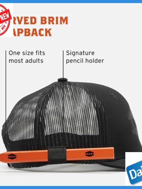 Curved Brim Snapback Work Hat with Built-in Pencil Holder - One Size main image 4